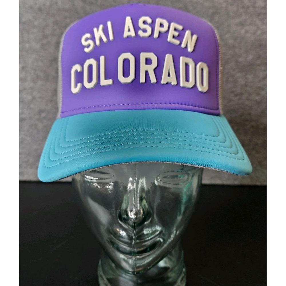 American Needle Co Trucker Hat Ski Aspen Colorado Raised Letter